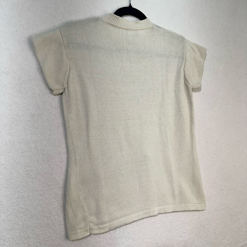 Calvin Klein VTG Knit Mercerized Cotton Ivory Cream Sweater Blouse Size Medium - Picture 6 of 6